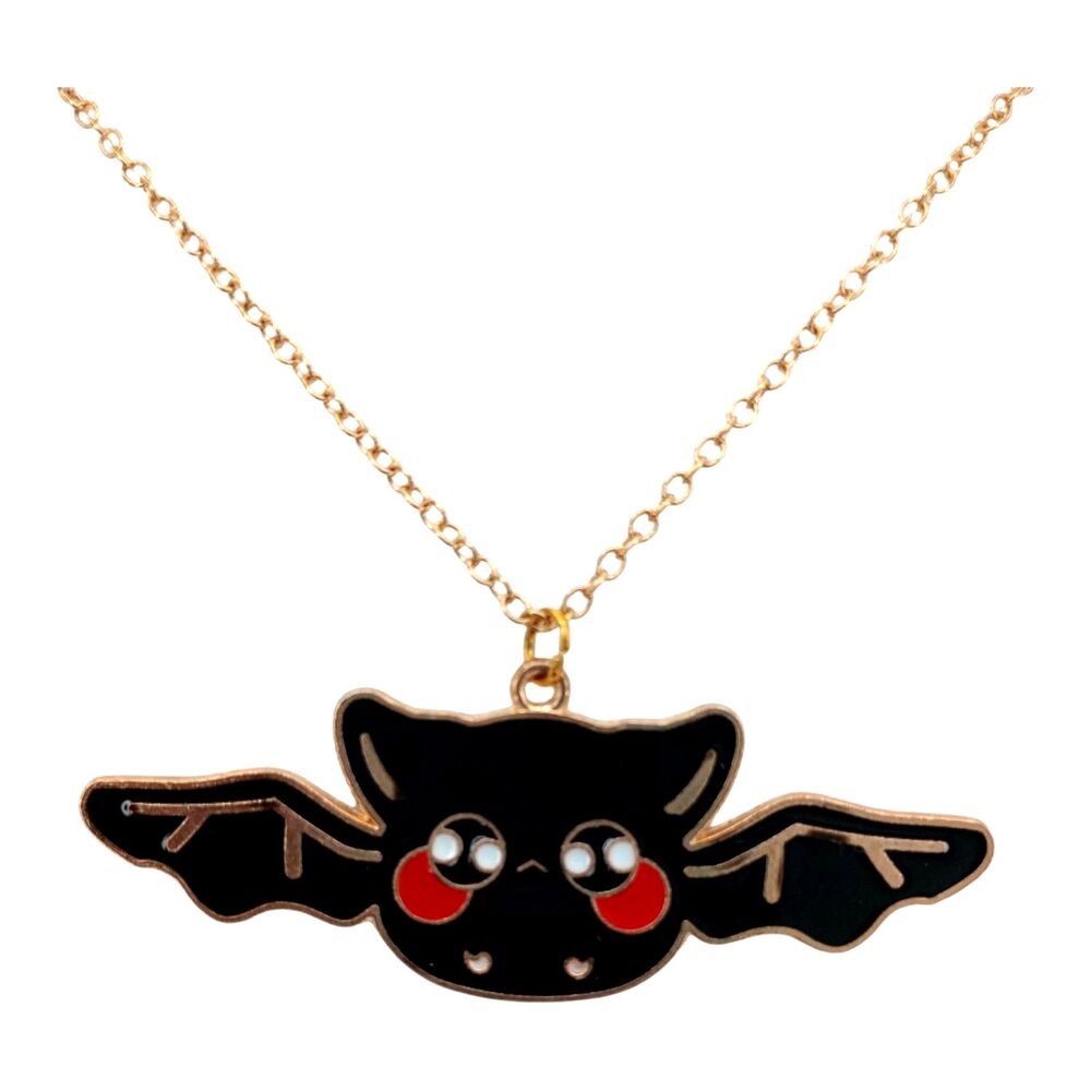 Cute Bat Pendant Necklace Gothic Halloween Jewelry spooky creepy